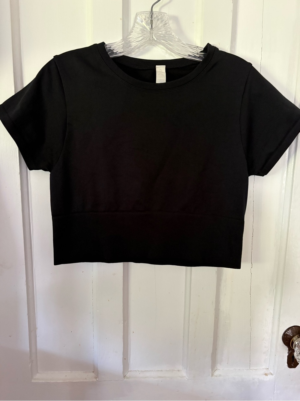 Offline by Aerie Black Cropped Crewneck Tee